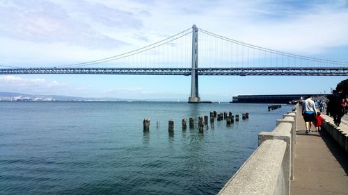 Suspension bridge over sea