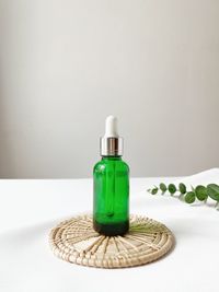 Close-up of beauty products on table