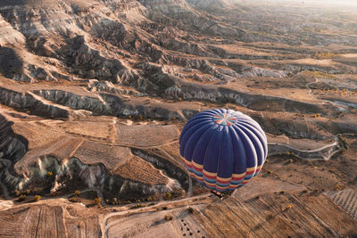 View of hot air balloons on rock