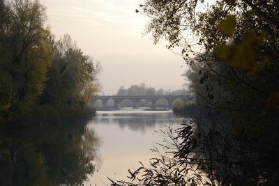 Bridge over river against sky