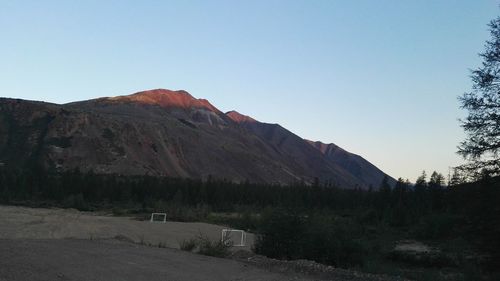 Scenic view of mountains against clear sky