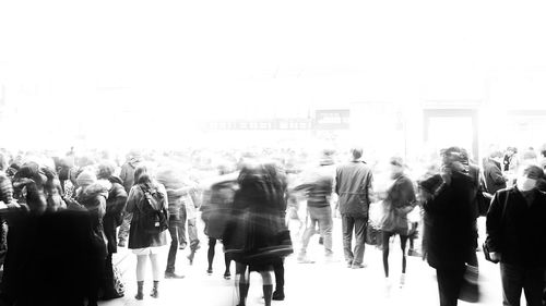 People walking in snow during winter