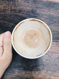 Directly above shot of coffee cup on table
