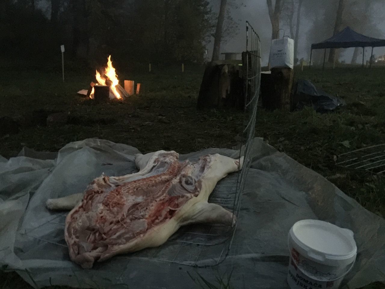 CLOSE-UP OF BONFIRE ON GROUND