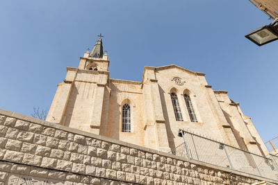 Low angle view of building against clear sky