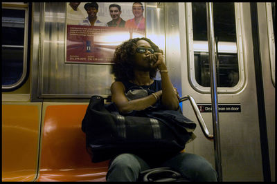 Man sitting in train