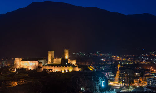 View of illuminated cityscape at night