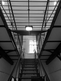 Low angle view of illuminated staircase in building