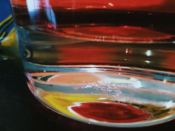 Close-up of beer in glass on table