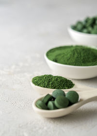 Close-up of green salad on table