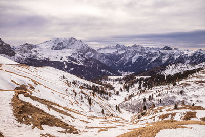 Scenic view of snowcapped landscape against sky