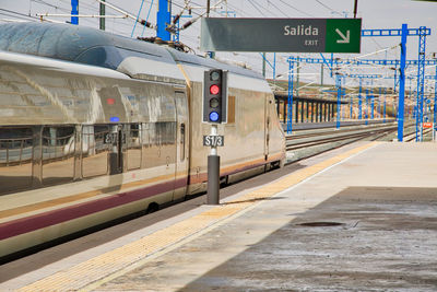 Train at railroad station platform