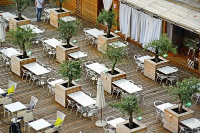 High angle view of outdoor restaurant