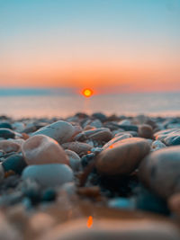 Close-up of pebbles at beach