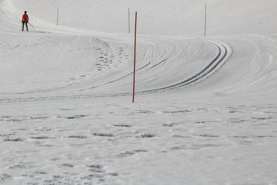 Scenic view of snow covered mountain