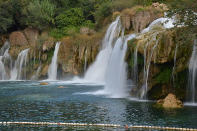 Scenic view of waterfall