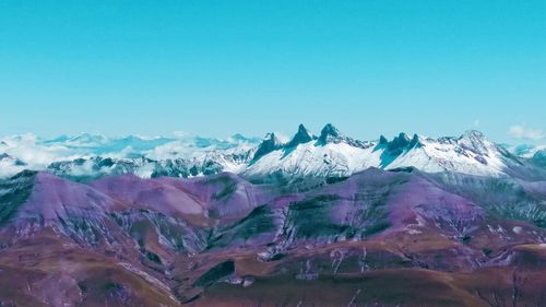 Scenic view of mountains against clear sky