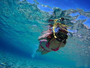 Me swimming with a mask and snorkel in the sardinian sea