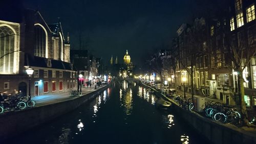 View of city at night