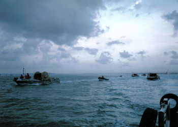 Boat sailing in sea