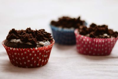 Close-up of cupcakes on table