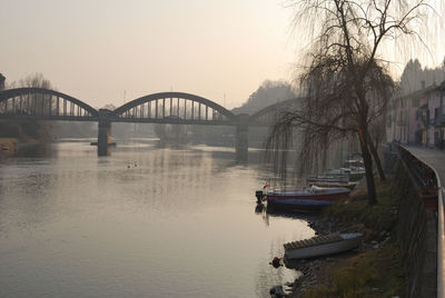 Bridge over river against clear sky