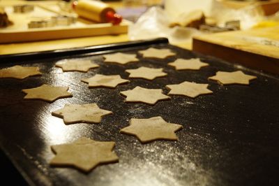 Close-up of cookies on table