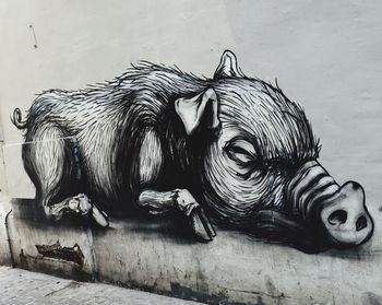 Close-up of sculpture on wall