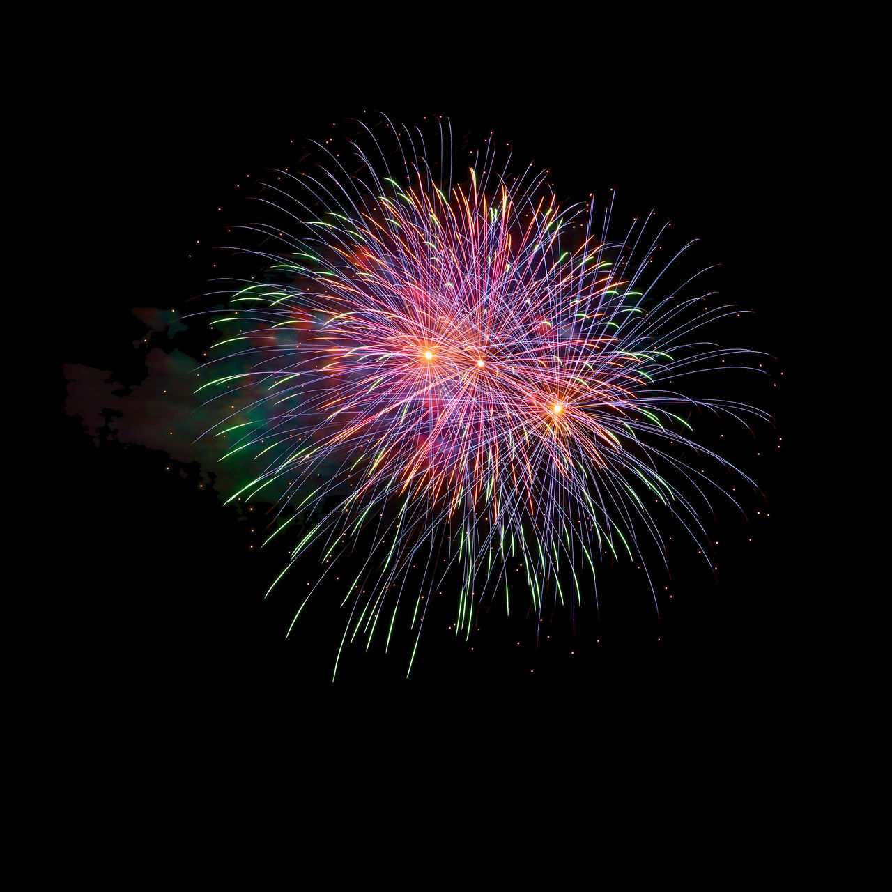 LOW ANGLE VIEW OF FIREWORK DISPLAY AGAINST SKY