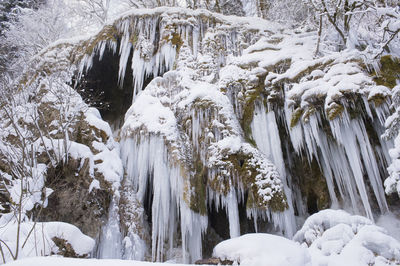 Natural river in gorge at cold winter day