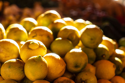 Close-up of apples for sale at market stall