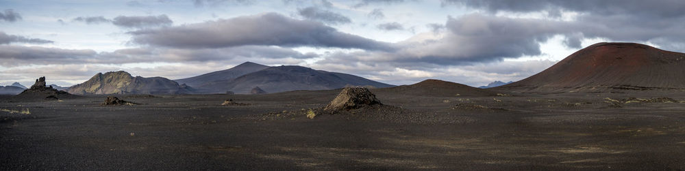 Panoramic view of landscape and mountains against sky