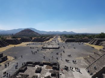 High angle view of people at teotihuacan