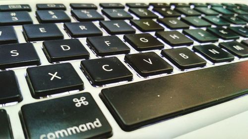 High angle view of computer keyboard