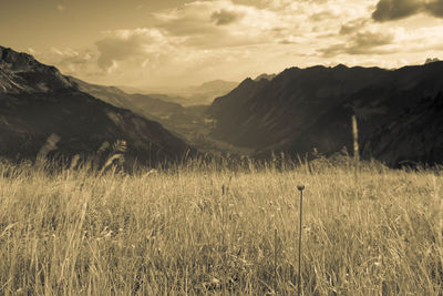 Scenic view of mountains against sky