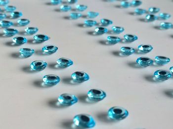 Close-up of blue buttons