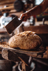 Close-up of person preparing food