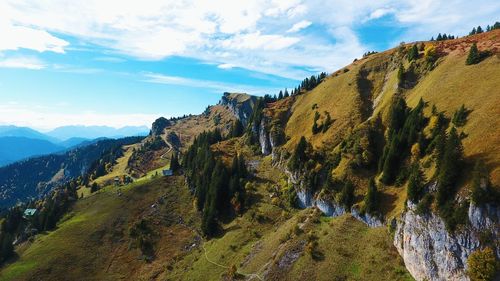 Panoramic view of mountains against sky