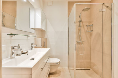 Close-up of faucet in bathroom at home