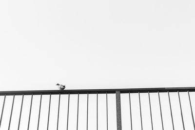 Low angle view of man on bridge against clear sky