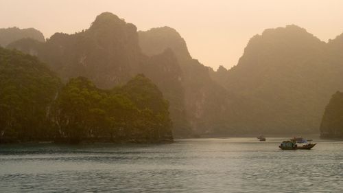 Scenic view of rock formation in sea