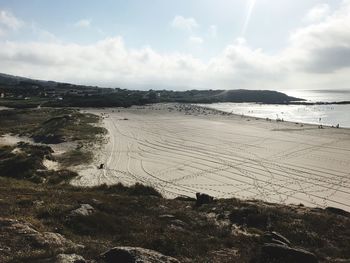 High angle view of beach against sky