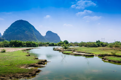 Scenic view of lake against sky