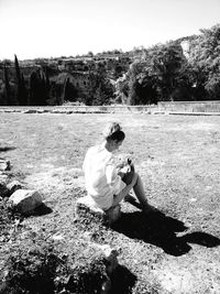 People sitting on field