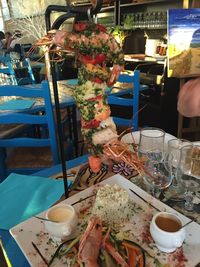 Variety of food in restaurant