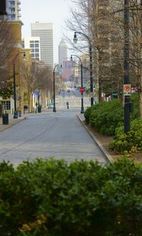 City street along buildings