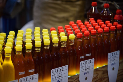 Close-up of bottles