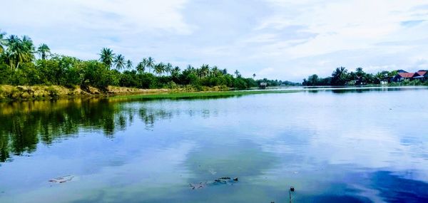 Scenic view of lake against sky