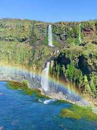 Scenic view of waterfall