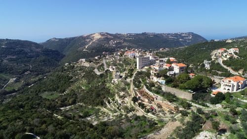 High angle view of townscape against sky